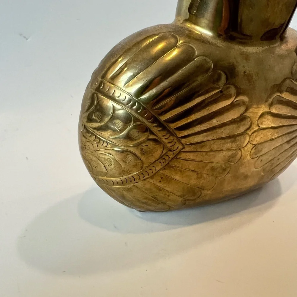 Brass Made in India Squatty Vase Embossed